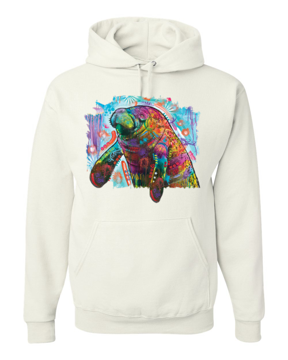 Rainbow Painted Manatee Dean Russo Design Unisex Hoodie Sweatshirt - Picture 11 of 12