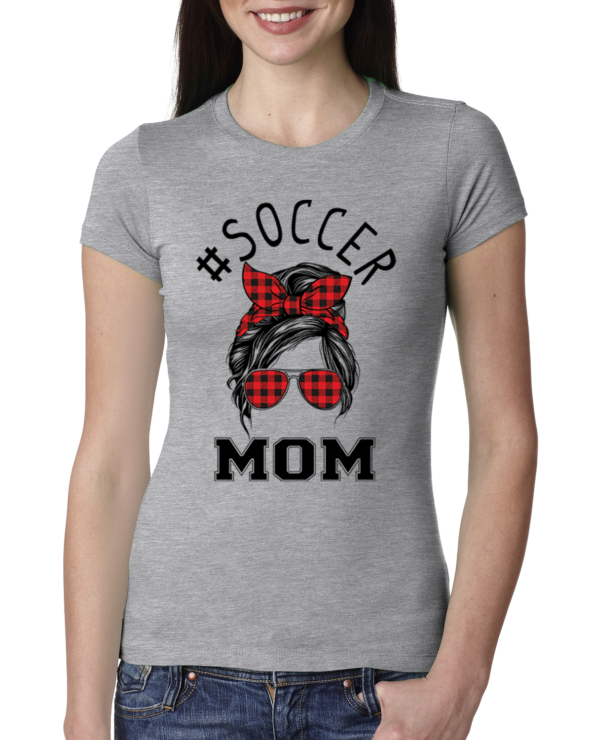 Camiseta Mom Life Fútbol Cabello Desordenado Bandana Día de la Madre Mujeres Calce Ajustado Junior - Imagen 3 de 9