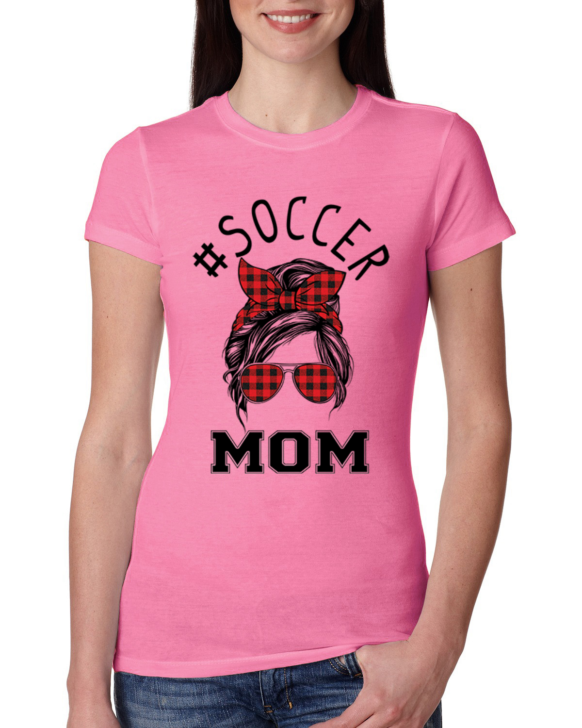 Camiseta Mom Life Fútbol Cabello Desordenado Bandana Día de la Madre Mujeres Calce Ajustado Junior - Imagen 6 de 9
