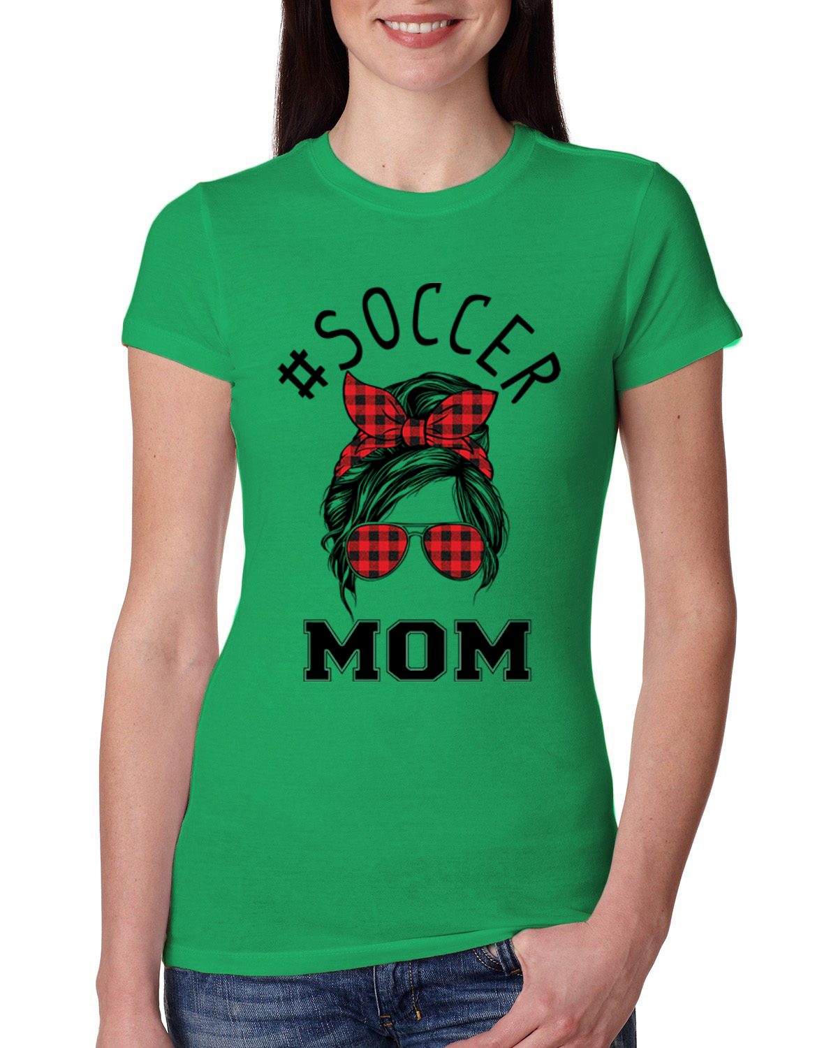 Camiseta Mom Life Fútbol Cabello Desordenado Bandana Día de la Madre Mujeres Calce Ajustado Junior - Imagen 4 de 9