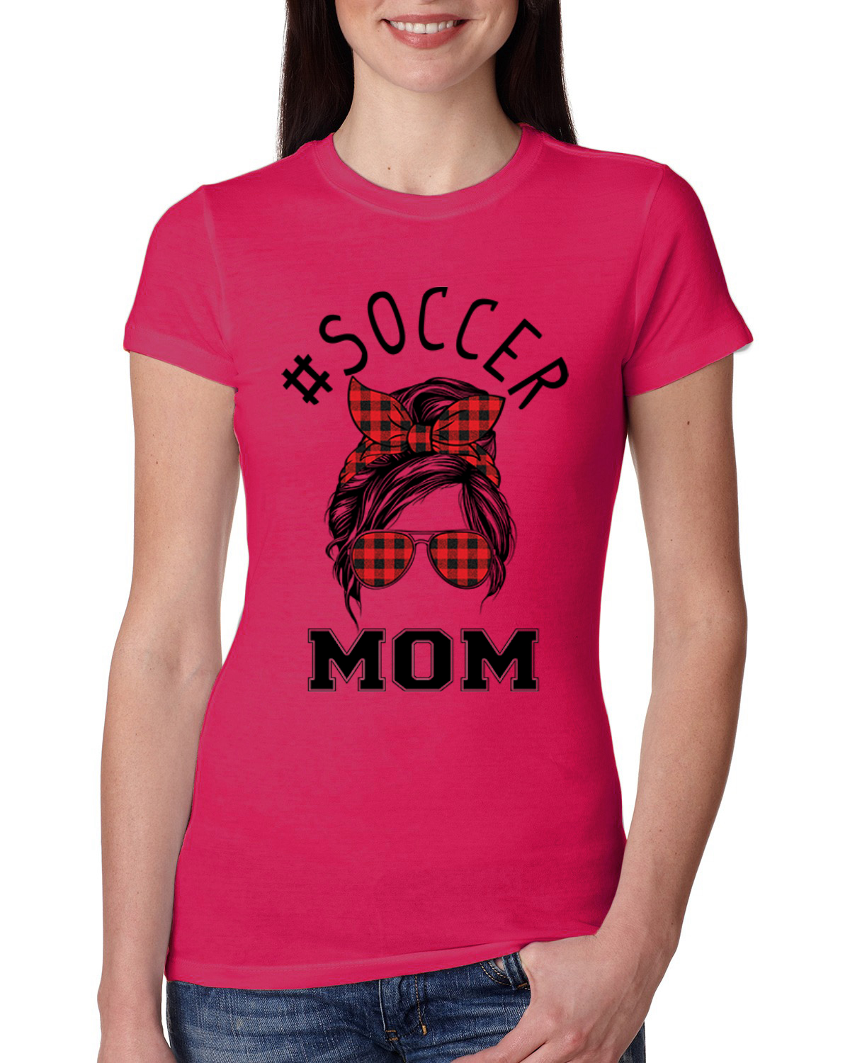 Camiseta Mom Life Fútbol Cabello Desordenado Bandana Día de la Madre Mujeres Calce Ajustado Junior - Imagen 8 de 9