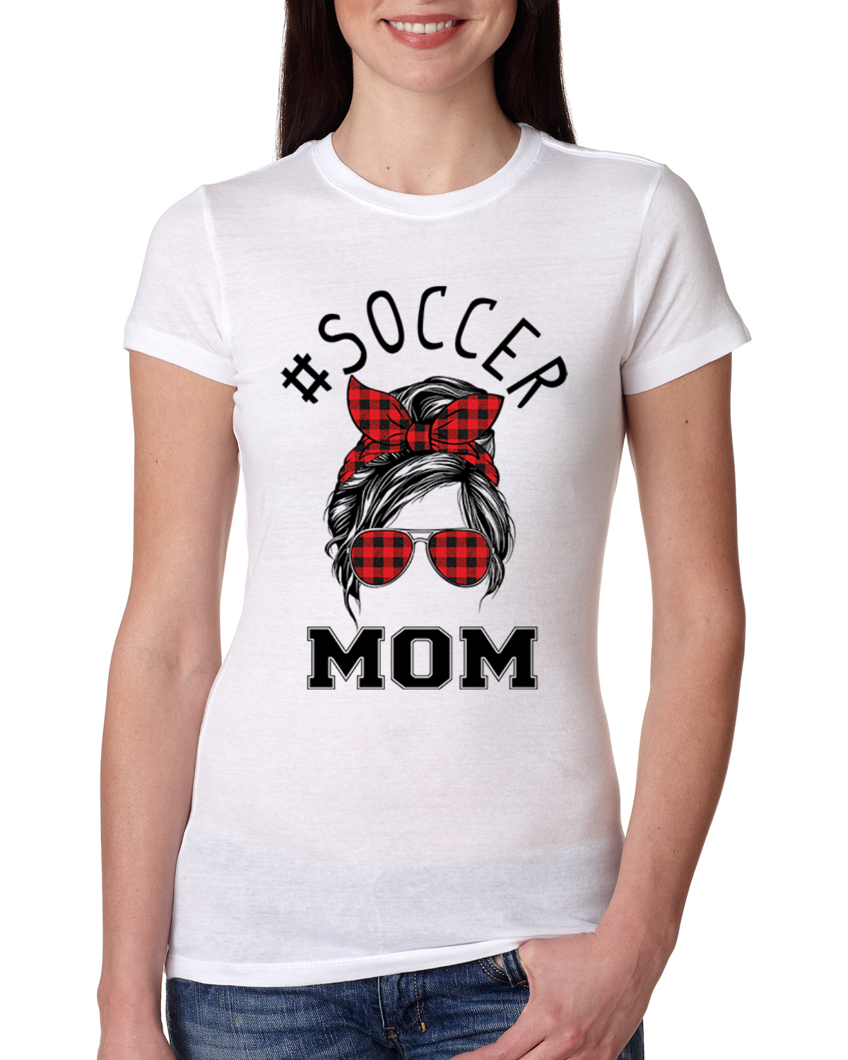 Camiseta Mom Life Fútbol Cabello Desordenado Bandana Día de la Madre Mujeres Calce Ajustado Junior - Imagen 5 de 9