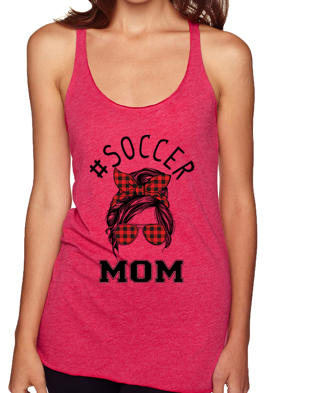 Top sin mangas Mom Life Soccer Cabello desordenado Bandana Día de las Madres Tri-Blend Racerback - Imagen 9 de 9