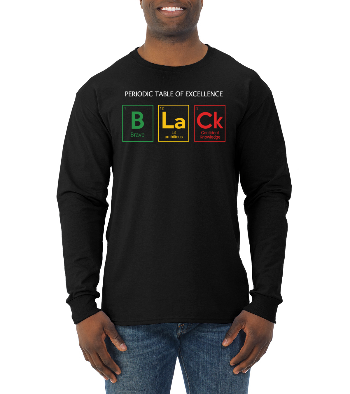 Black Periodic Table Of Excellence Black History Month Men Long Sleeve Shirt