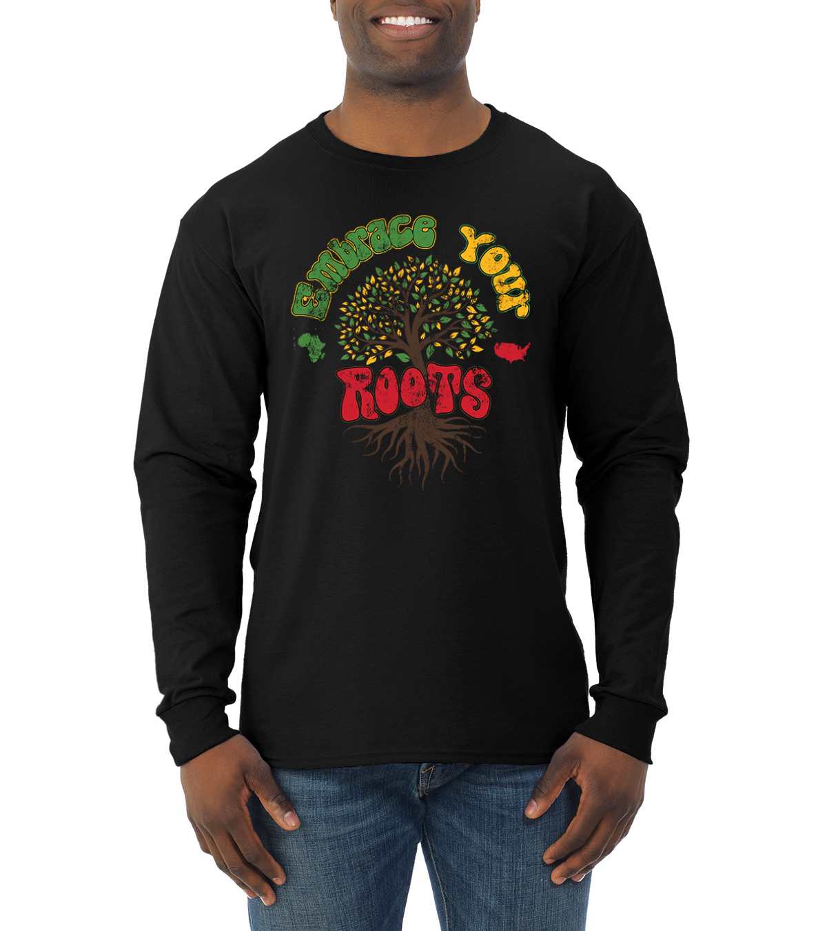 Embrace Your African Roots Black History Month Men Long Sleeve Shirt