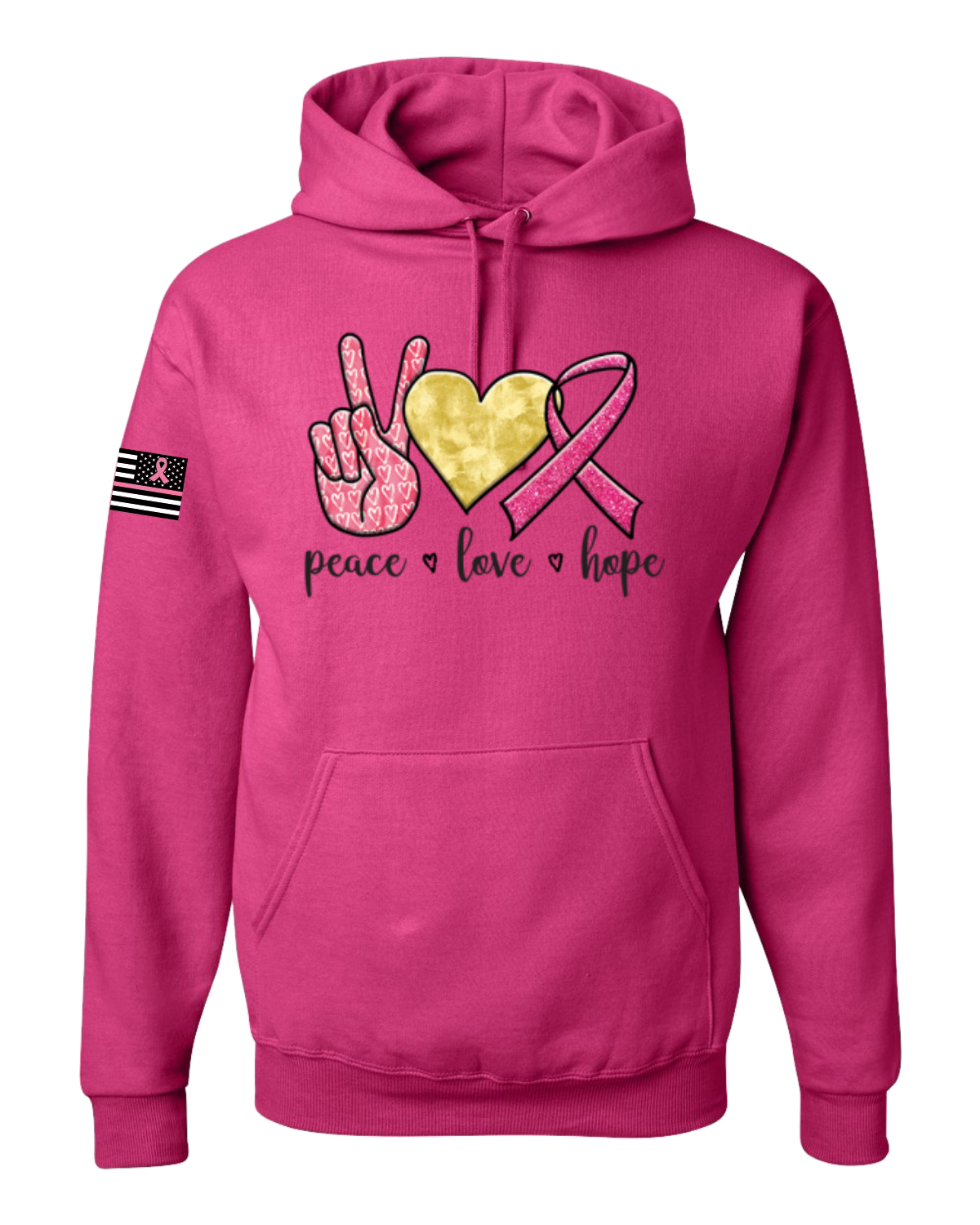 Collection Designs Breast Cancer Awareness US Flag Pride Unisex Pink Sweatshirt