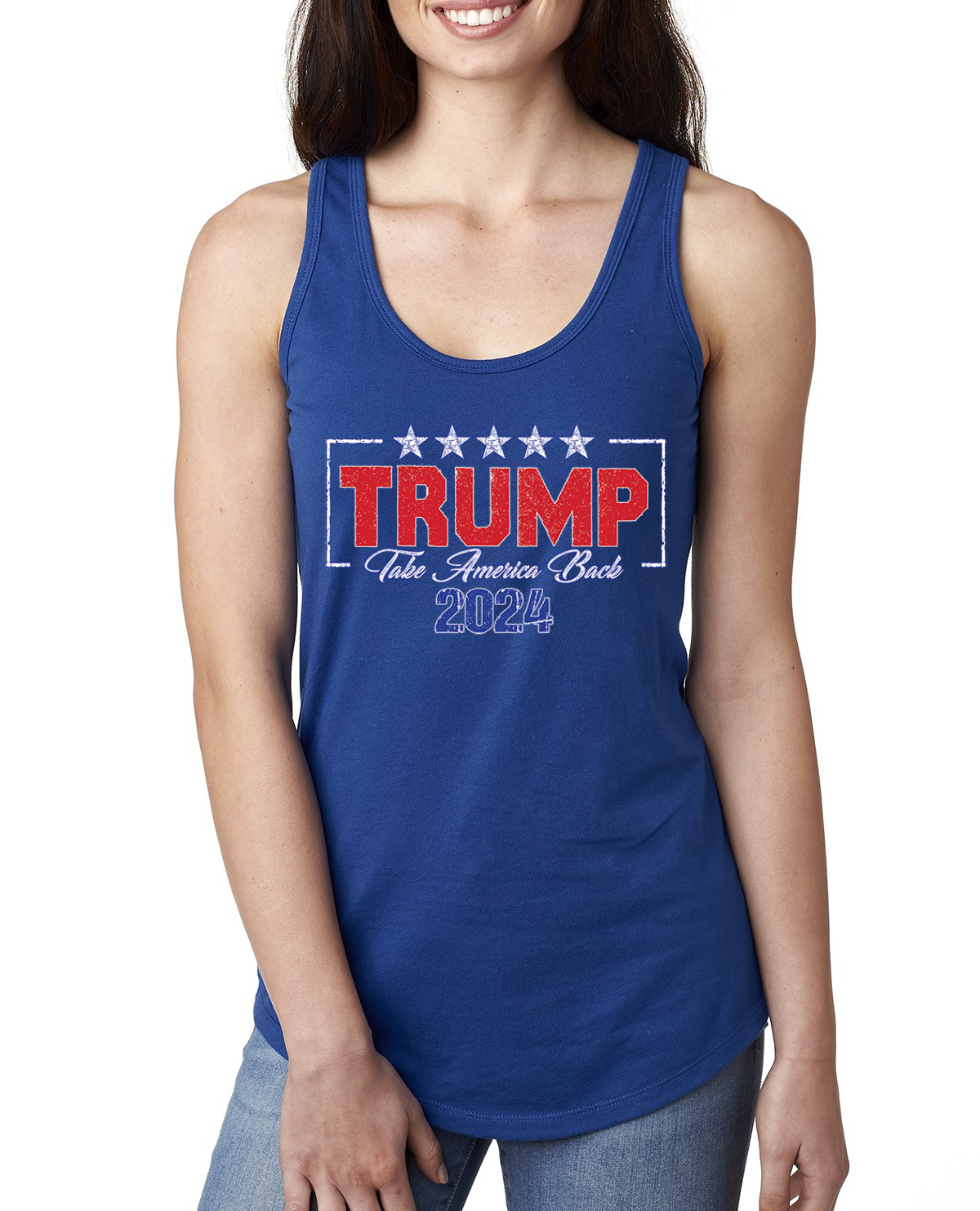 Trump 2024 Take America Back Political Ladies Racerback Tank Top - Picture 7 of 10