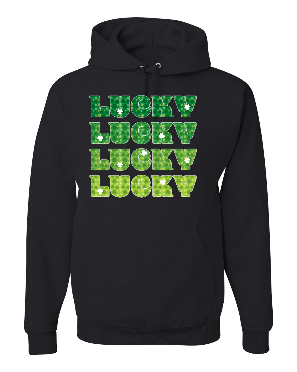 Lucky Lucky Shamrocks St Patricks Day Men Women Hooded Sweatshirt - Picture 3 of 8