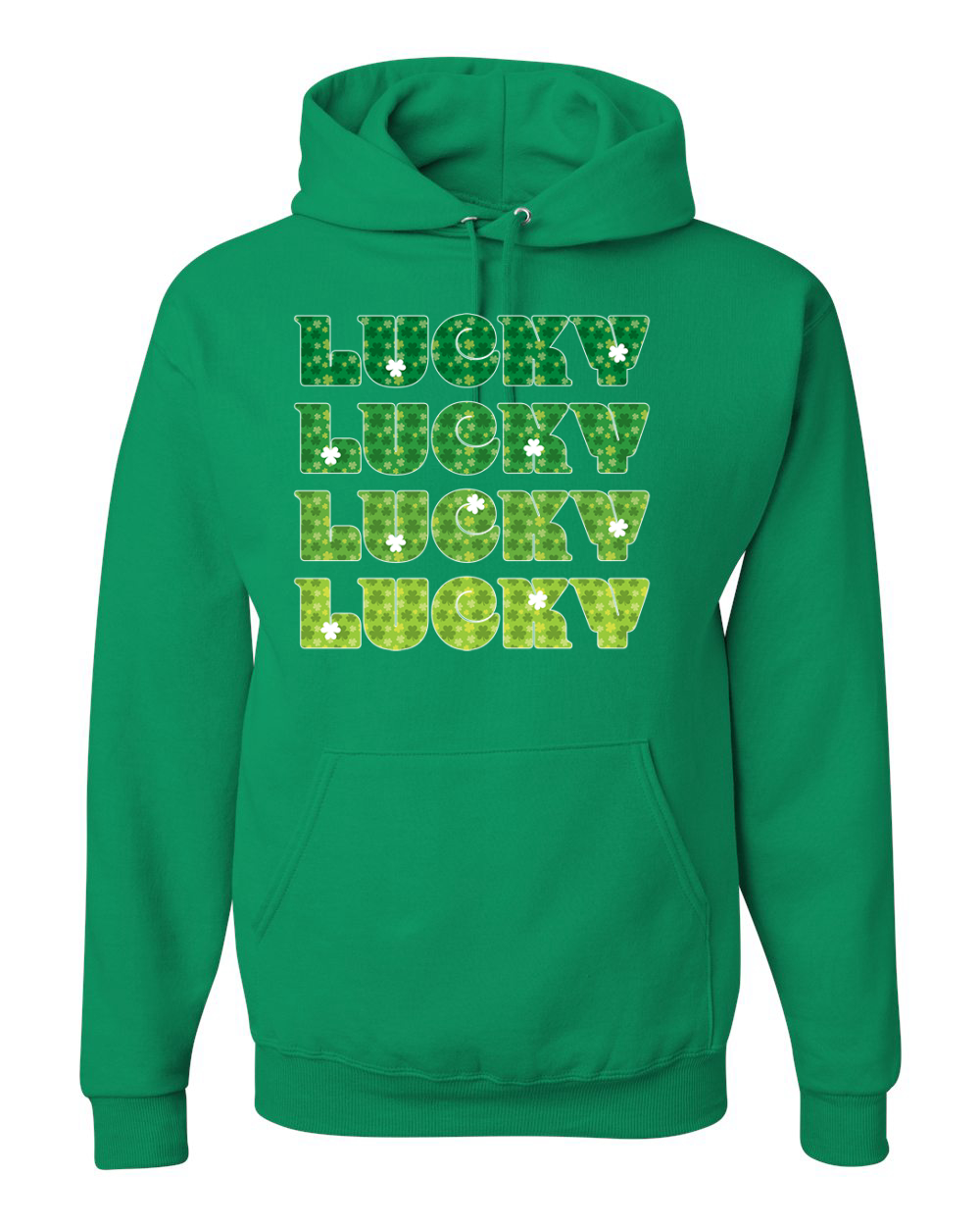 Lucky Lucky Shamrocks St Patricks Day Men Women Hooded Sweatshirt - Picture 7 of 8