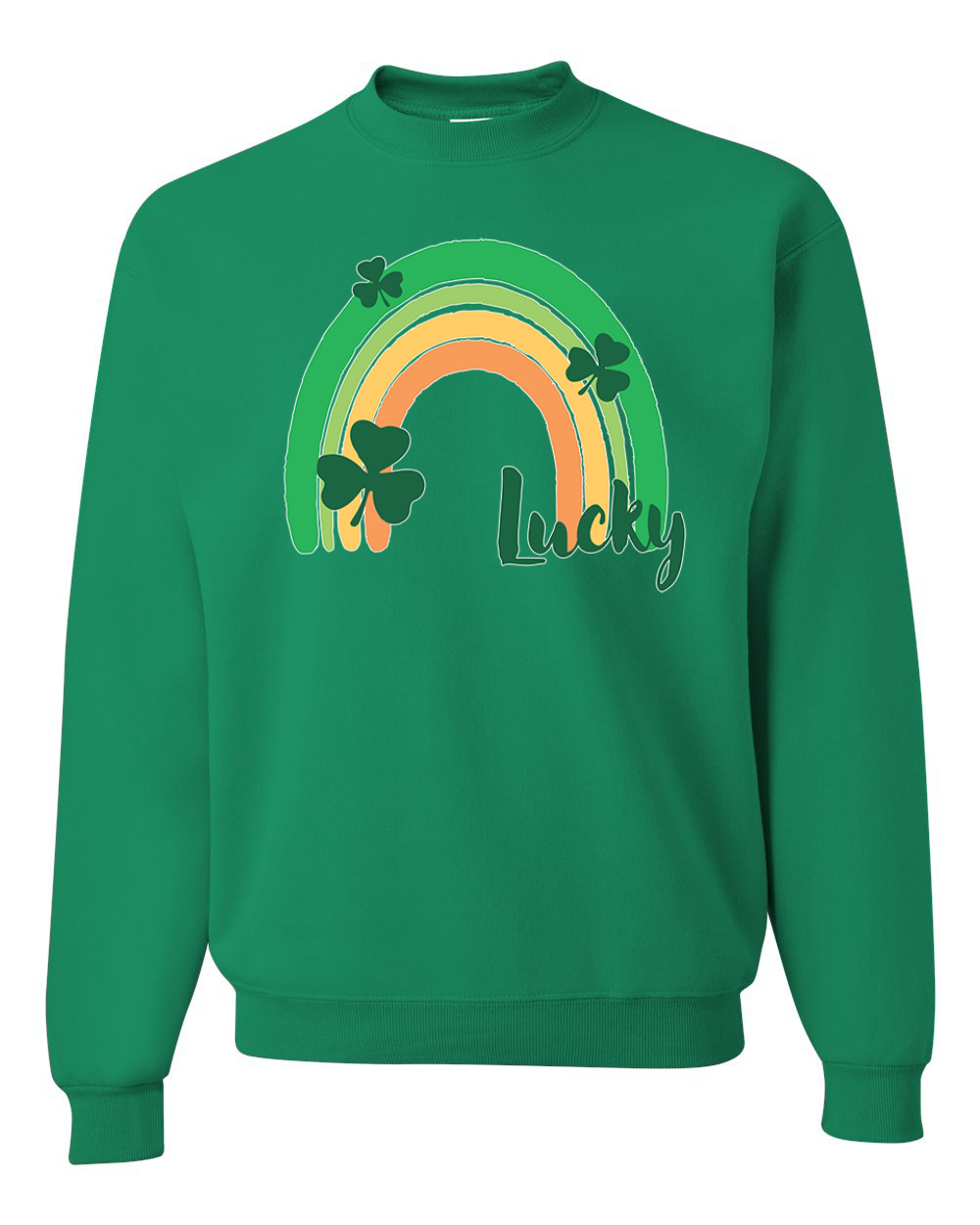 Lucky St Patricks Rainbow with Shamrocks St Patricks Day Men Women Sweatshirt - Picture 7 of 7