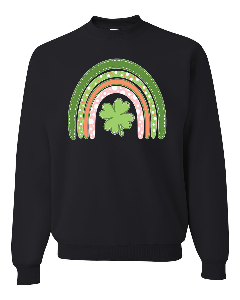 Cute Rainbow with Shamrock St Patricks Day Men Women Sweatshirt - Picture 3 of 7