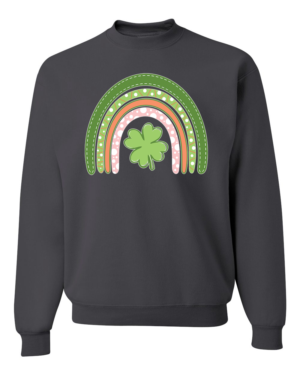 Cute Rainbow with Shamrock St Patricks Day Men Women Sweatshirt - Picture 4 of 7