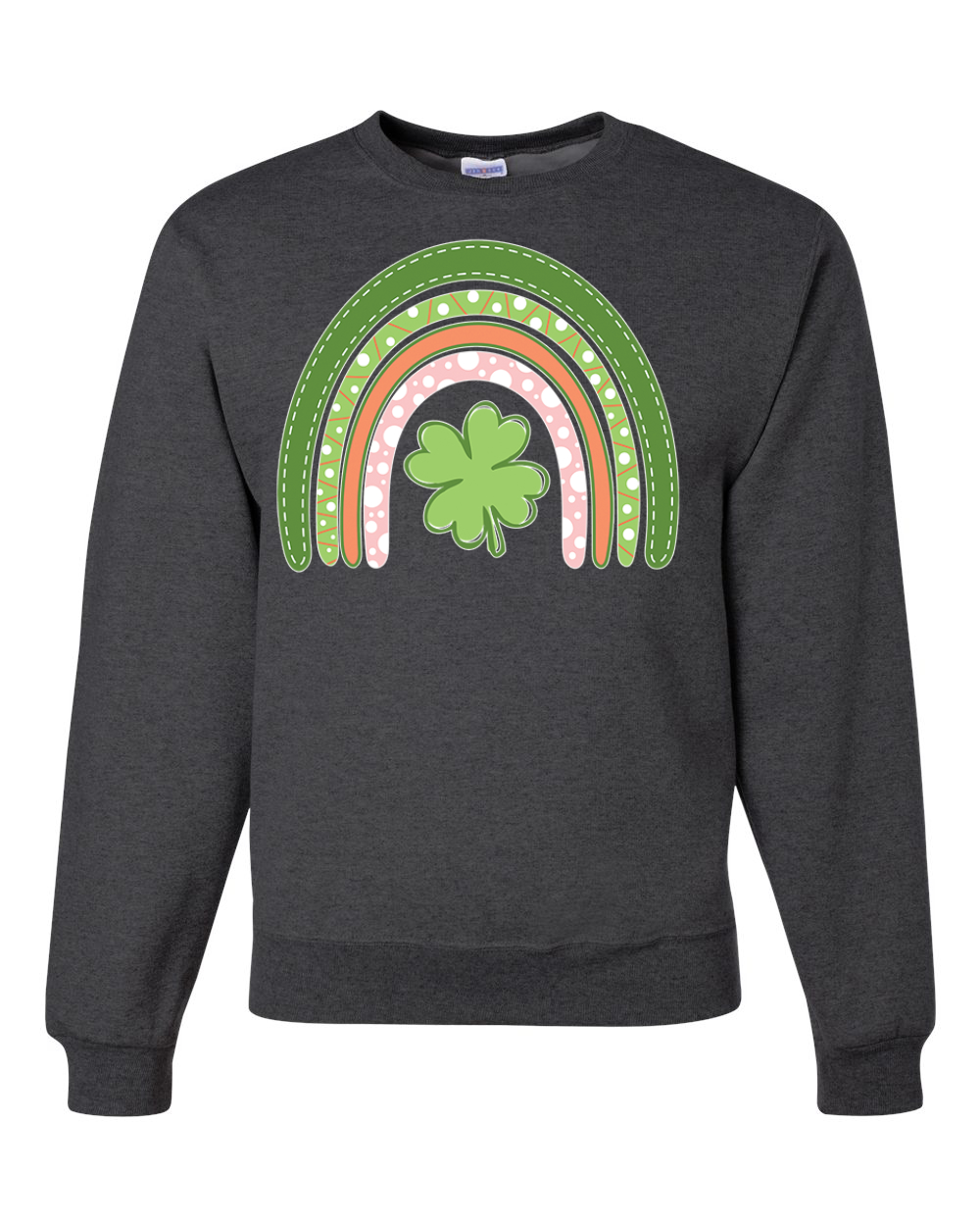 Cute Rainbow with Shamrock St Patricks Day Men Women Sweatshirt - Picture 5 of 7
