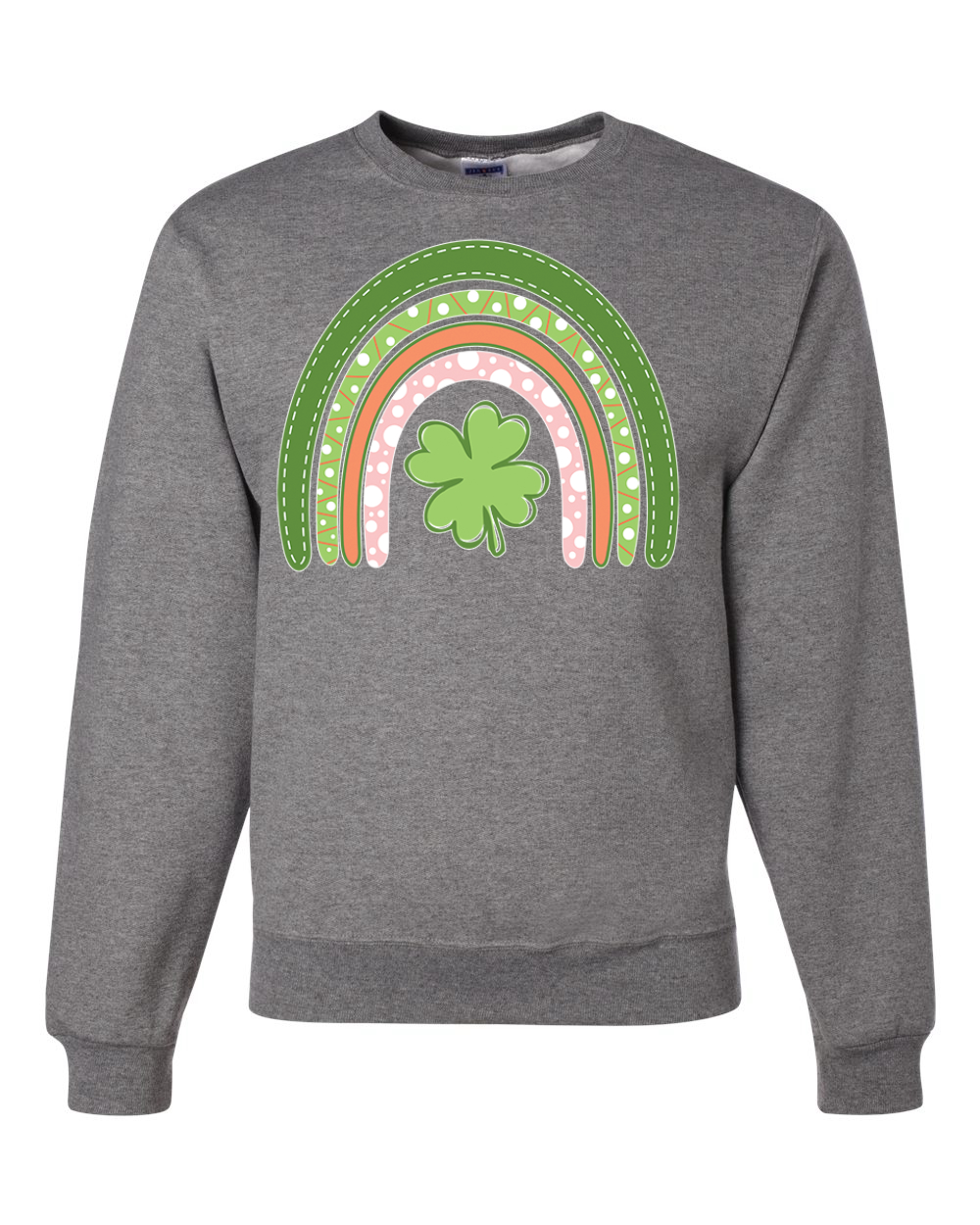 Cute Rainbow with Shamrock St Patricks Day Men Women Sweatshirt - Picture 6 of 7