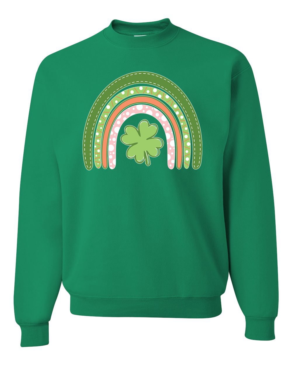Cute Rainbow with Shamrock St Patricks Day Men Women Sweatshirt - Picture 7 of 7