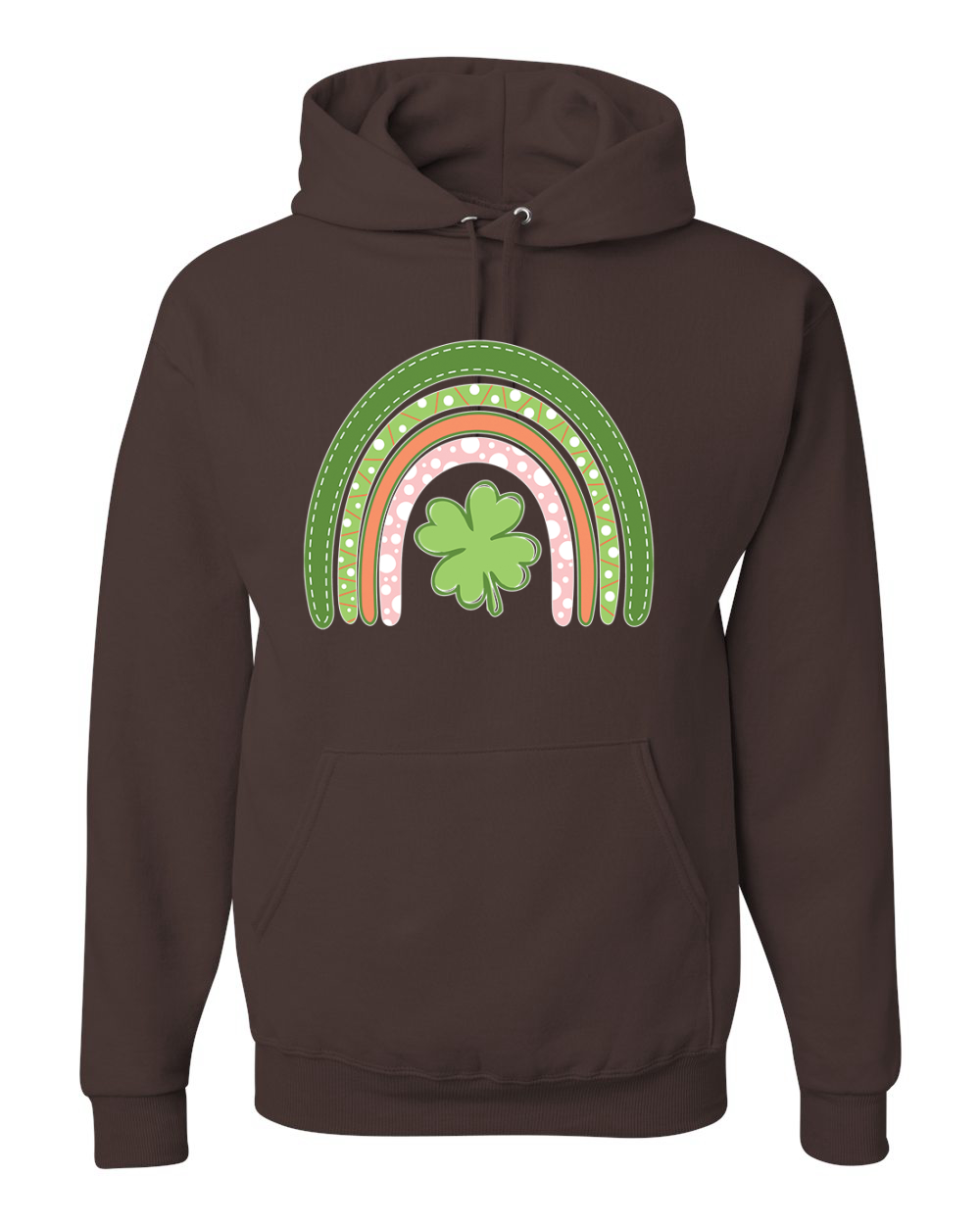 Cute Rainbow with Shamrock St Patricks Day Men Women Hooded Sweatshirt - Picture 8 of 8