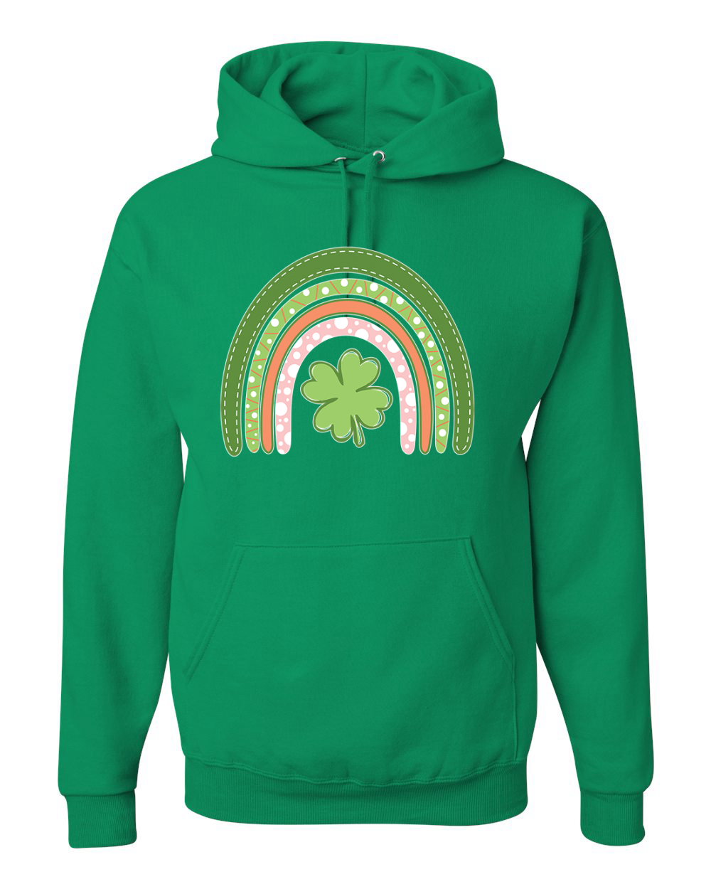 Cute Rainbow with Shamrock St Patricks Day Men Women Hooded Sweatshirt - Picture 7 of 8