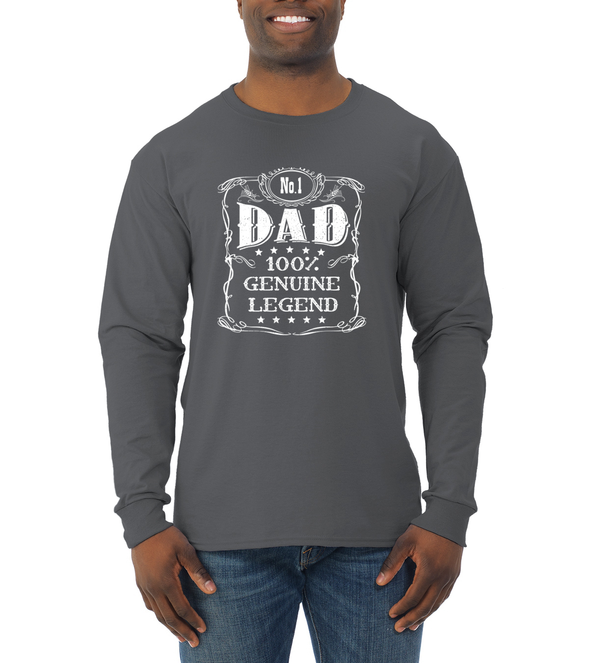 No one Dad Genuine Legend Fathers Day Men Long Sleeve Tshirt - Picture 4 of 11