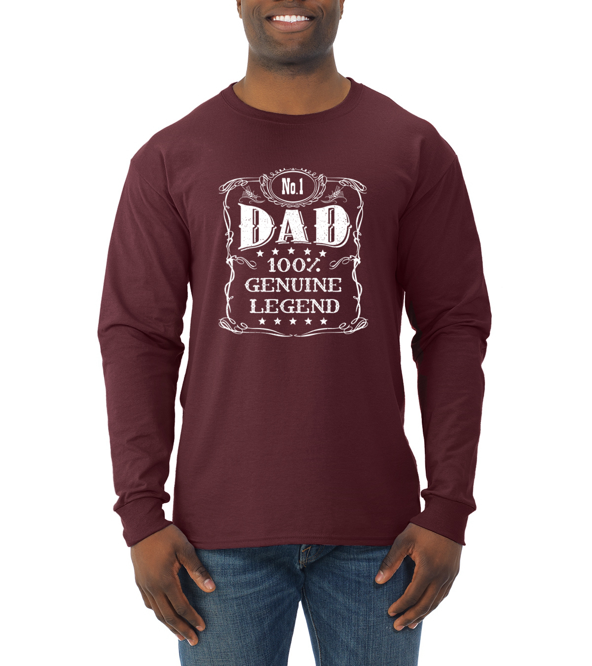 No one Dad Genuine Legend Fathers Day Men Long Sleeve Tshirt - Picture 8 of 11