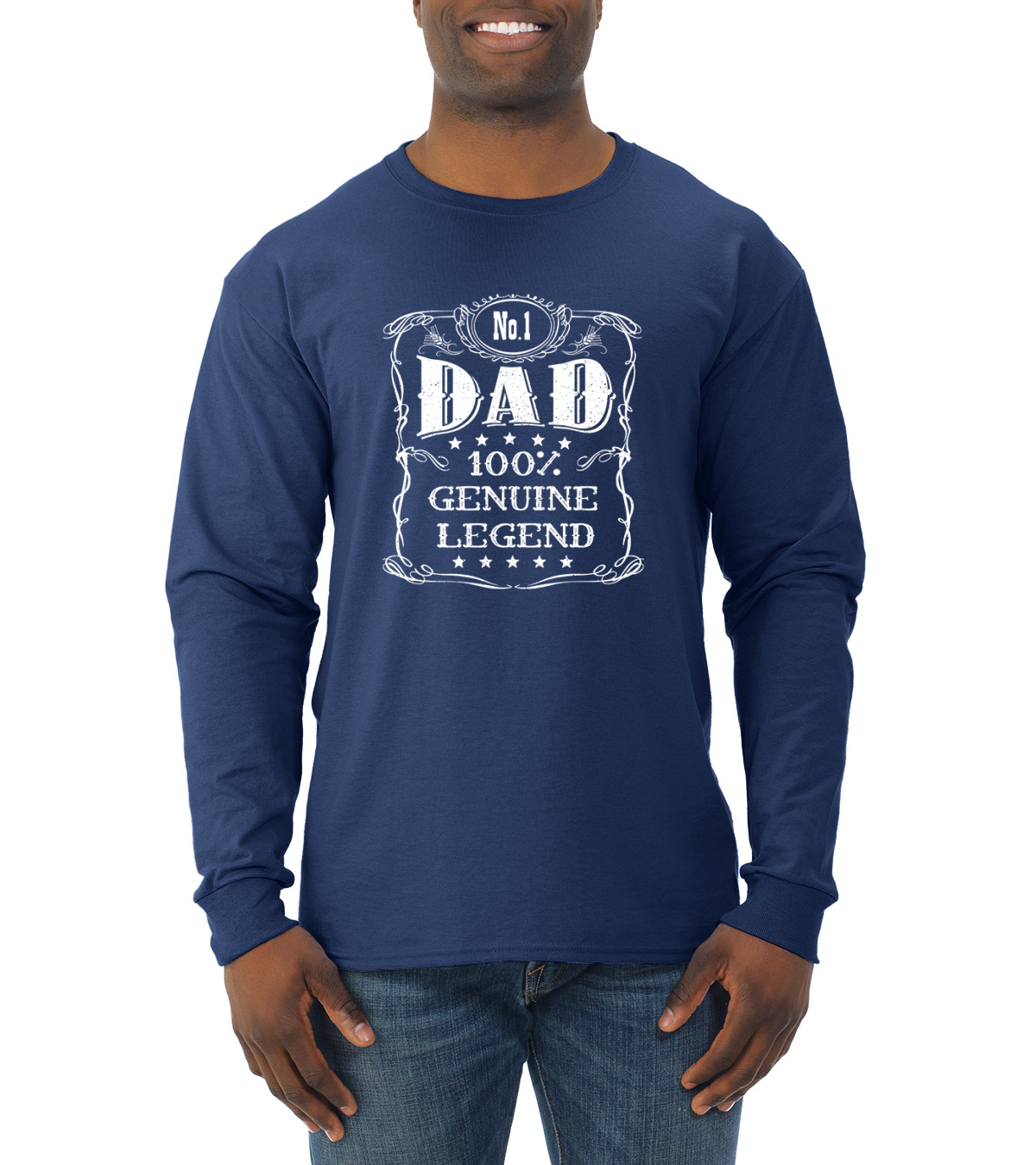 No one Dad Genuine Legend Fathers Day Men Long Sleeve Tshirt - Picture 9 of 11