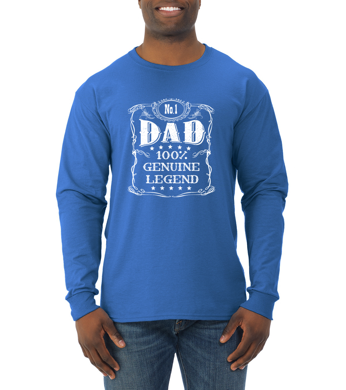 No one Dad Genuine Legend Fathers Day Men Long Sleeve Tshirt - Picture 10 of 11