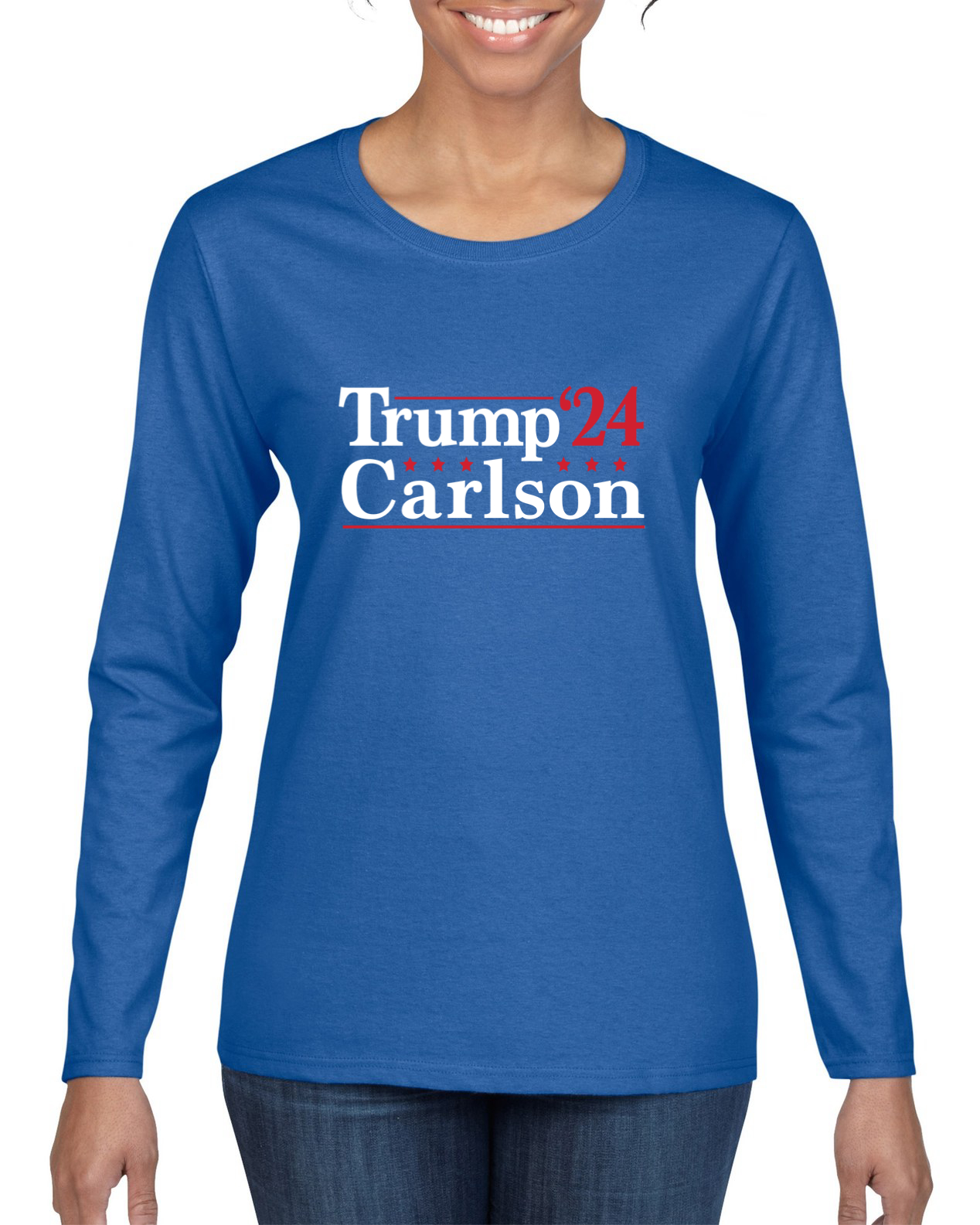 Trump Carlson Alliance 2024 Elections Political Women Long Sleeve Shirt - Picture 7 of 7
