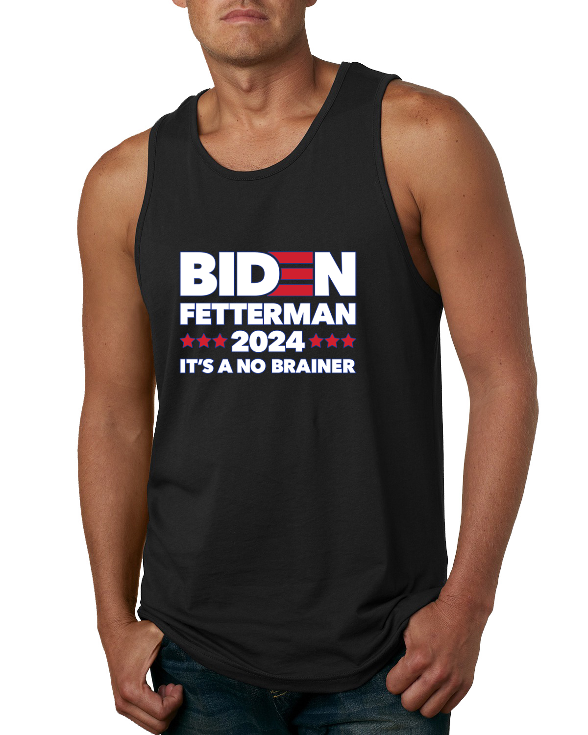 Biden Fetterman 2024 Wahlen No Brainer Politiker Männer Tank Top - Bild 3 von 7