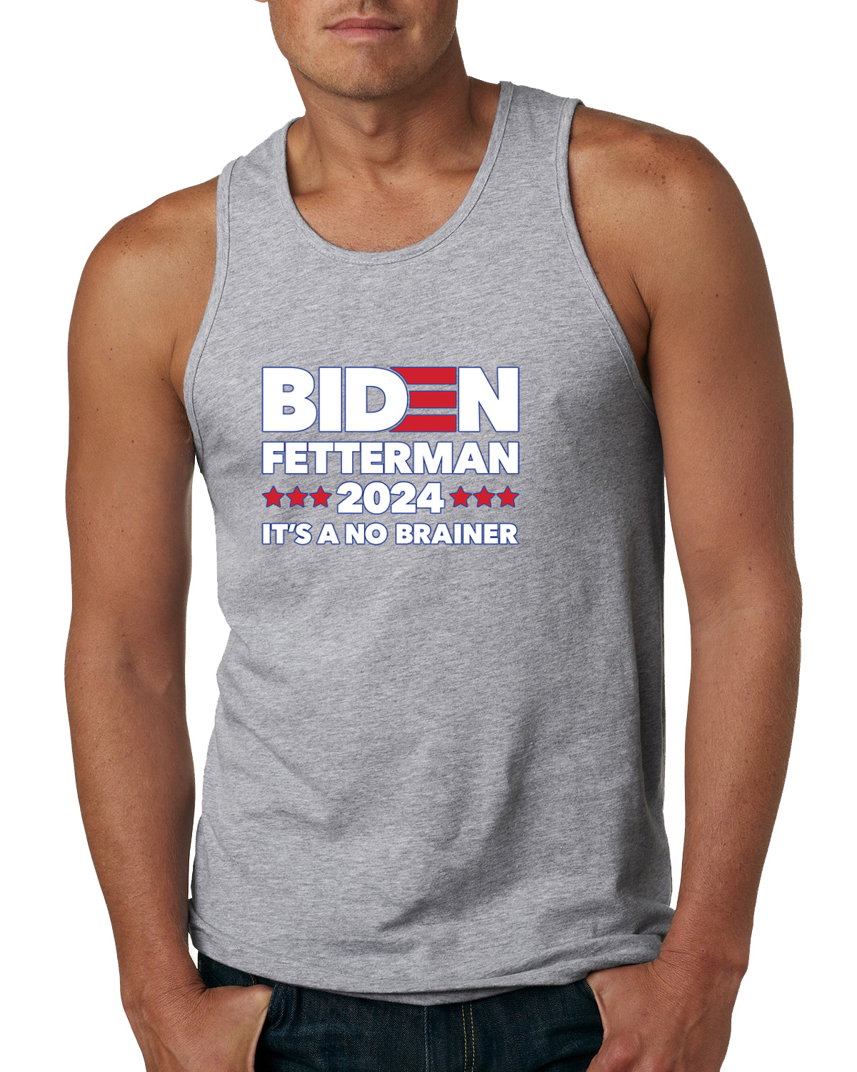 Biden Fetterman 2024 Wahlen No Brainer Politiker Männer Tank Top - Bild 5 von 7