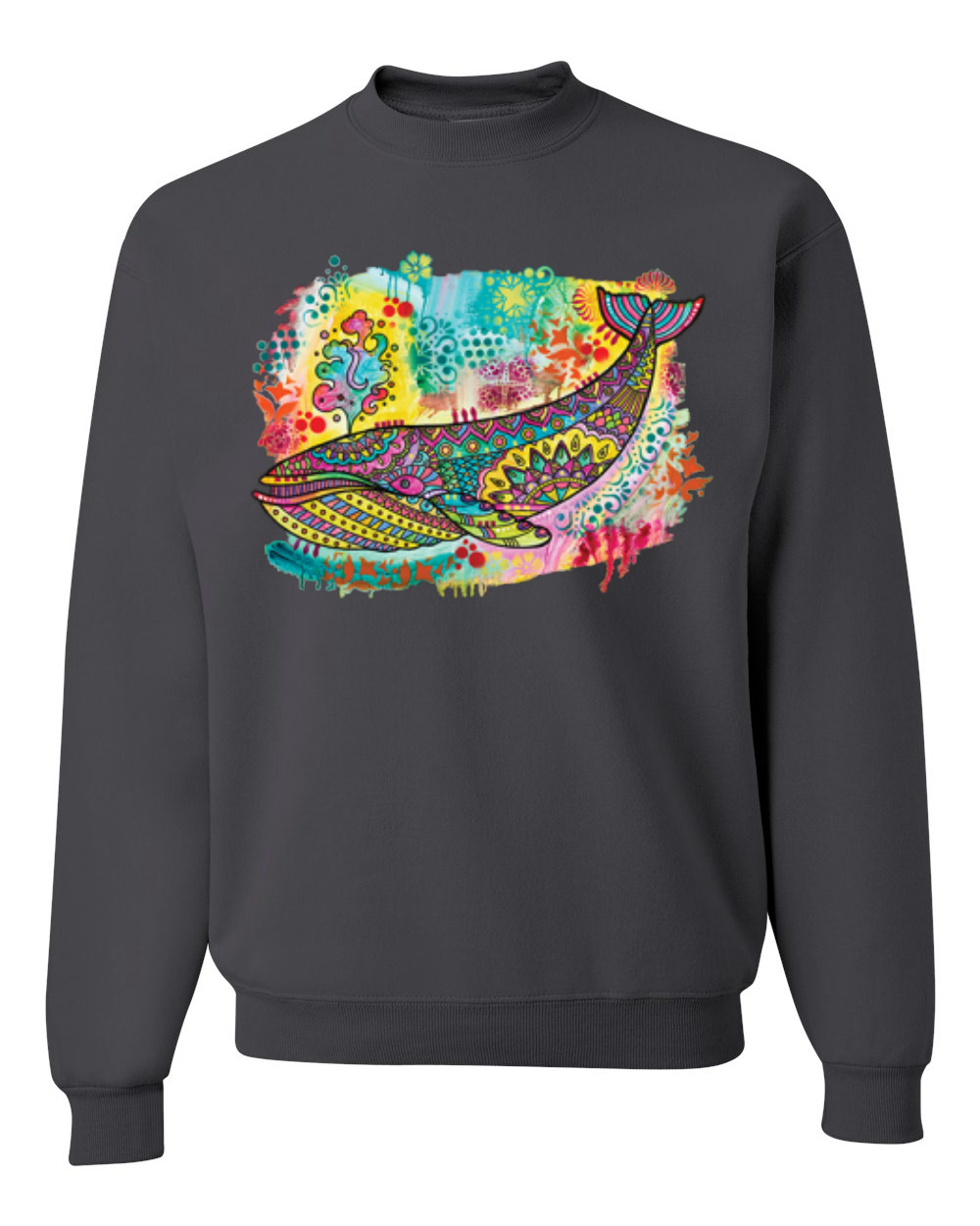 Sudadera de cuello redondo unisex diseño de ballena azul pintada arco iris - Imagen 3 de 11