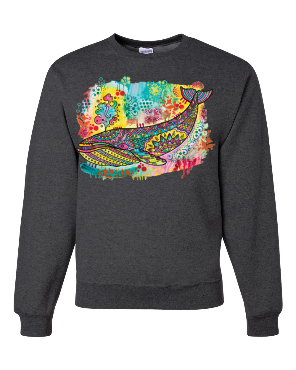 Sudadera de cuello redondo unisex diseño de ballena azul pintada arco iris - Imagen 5 de 11