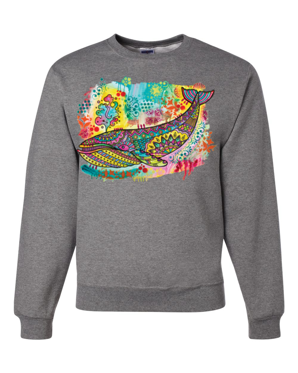 Sudadera de cuello redondo unisex diseño de ballena azul pintada arco iris - Imagen 6 de 11