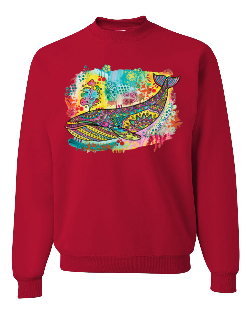 Sudadera de cuello redondo unisex diseño de ballena azul pintada arco iris - Imagen 7 de 11