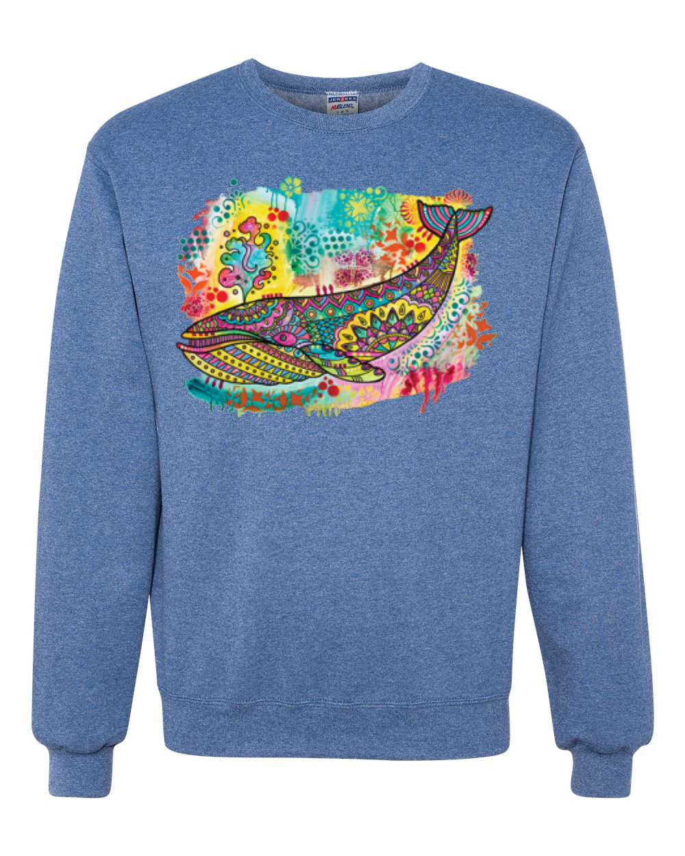 Sudadera de cuello redondo unisex diseño de ballena azul pintada arco iris - Imagen 9 de 11