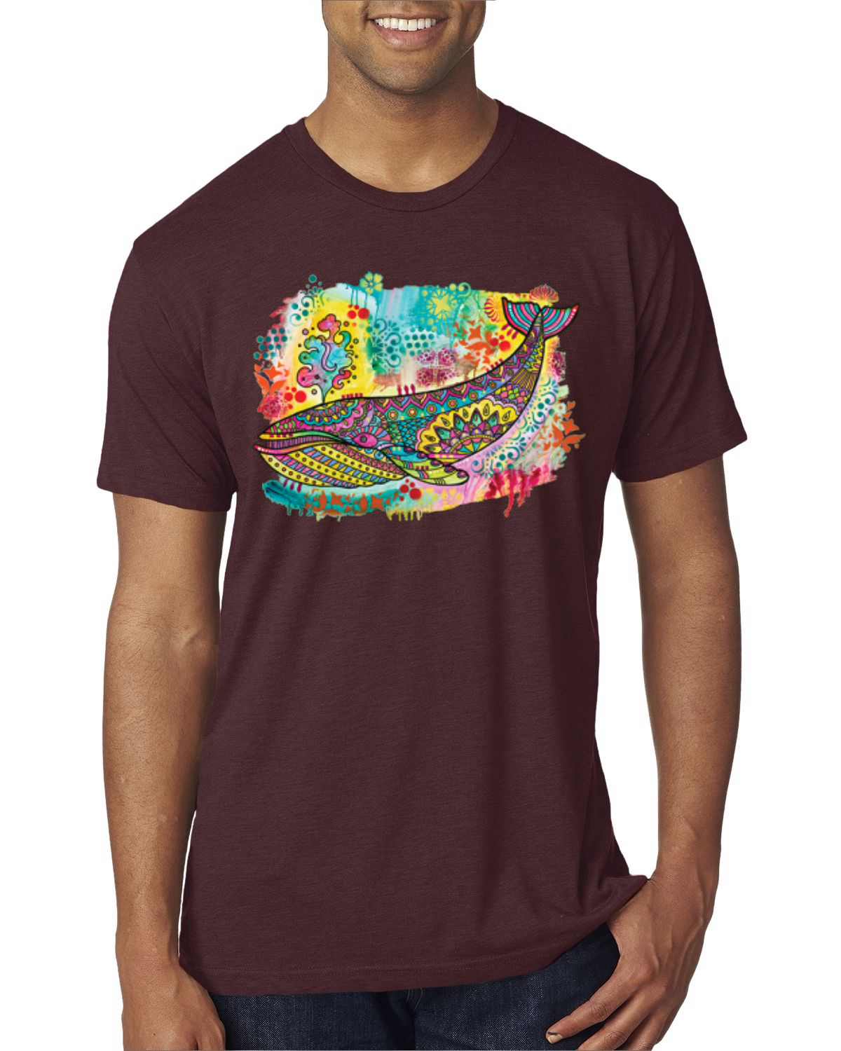 Camiseta Dean Russo Diseño de Ballena Azul Pintada Arco Iris para Hombre Premium Tri Mezcla - Imagen 8 de 11