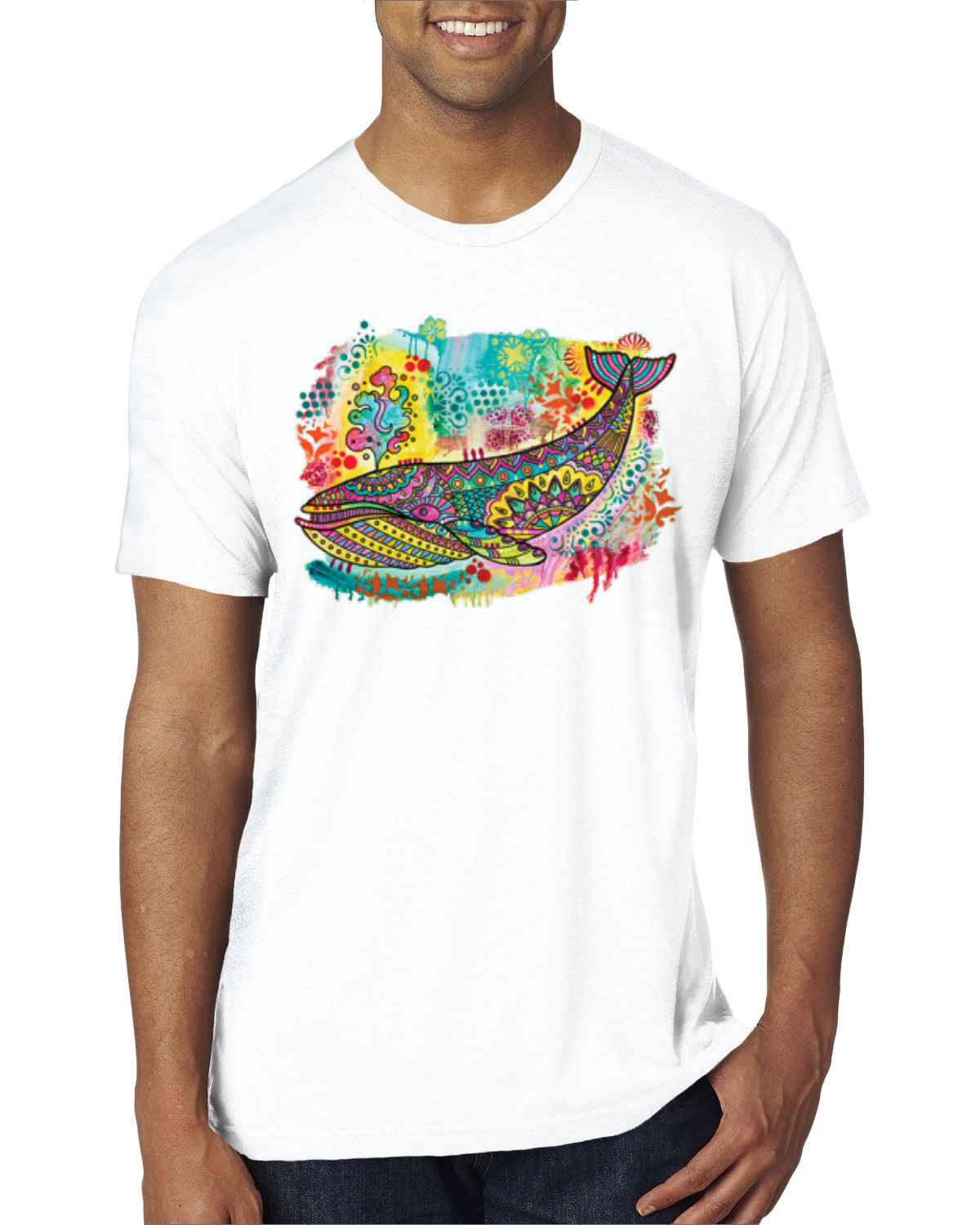 Camiseta Dean Russo Diseño de Ballena Azul Pintada Arco Iris para Hombre Premium Tri Mezcla - Imagen 11 de 11