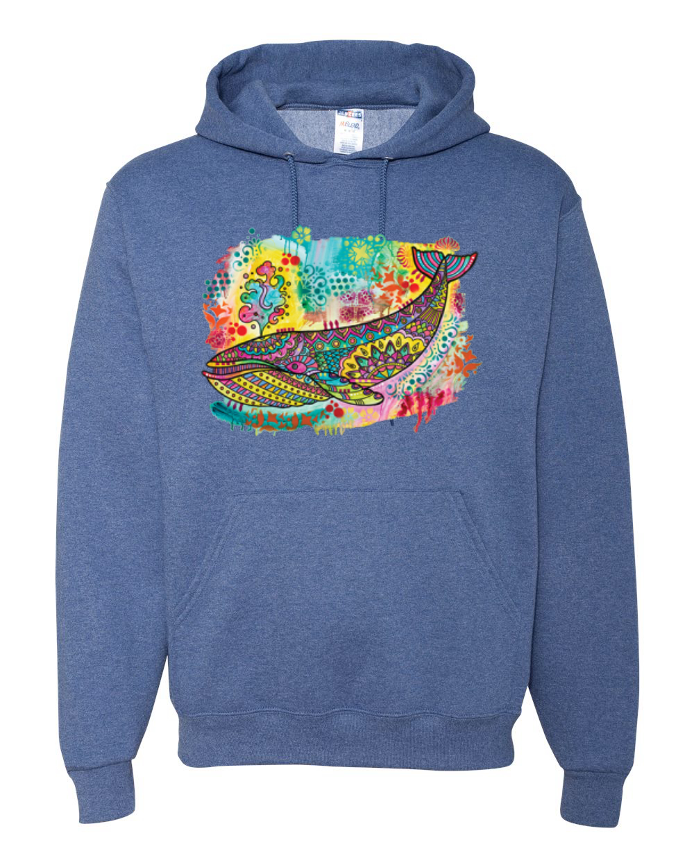 Regenbogen bemalt blau Wal Dean Russo Design Unisex Hoodie Sweatshirt - Bild 9 von 12