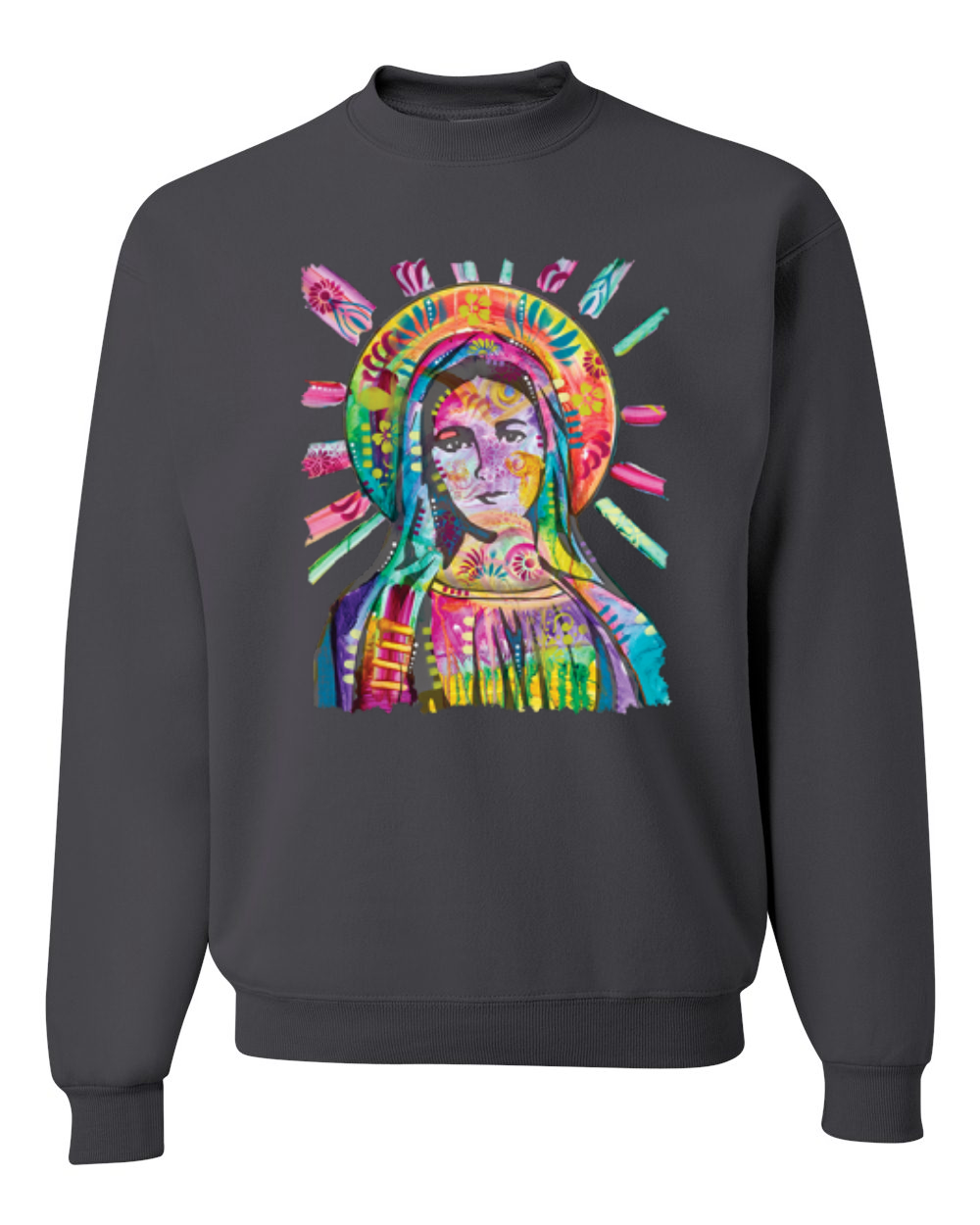 Sudadera Cuello Redondo Unisex Pintada Arco Iris Madre Mary Dean Russo Diseño - Imagen 3 de 11
