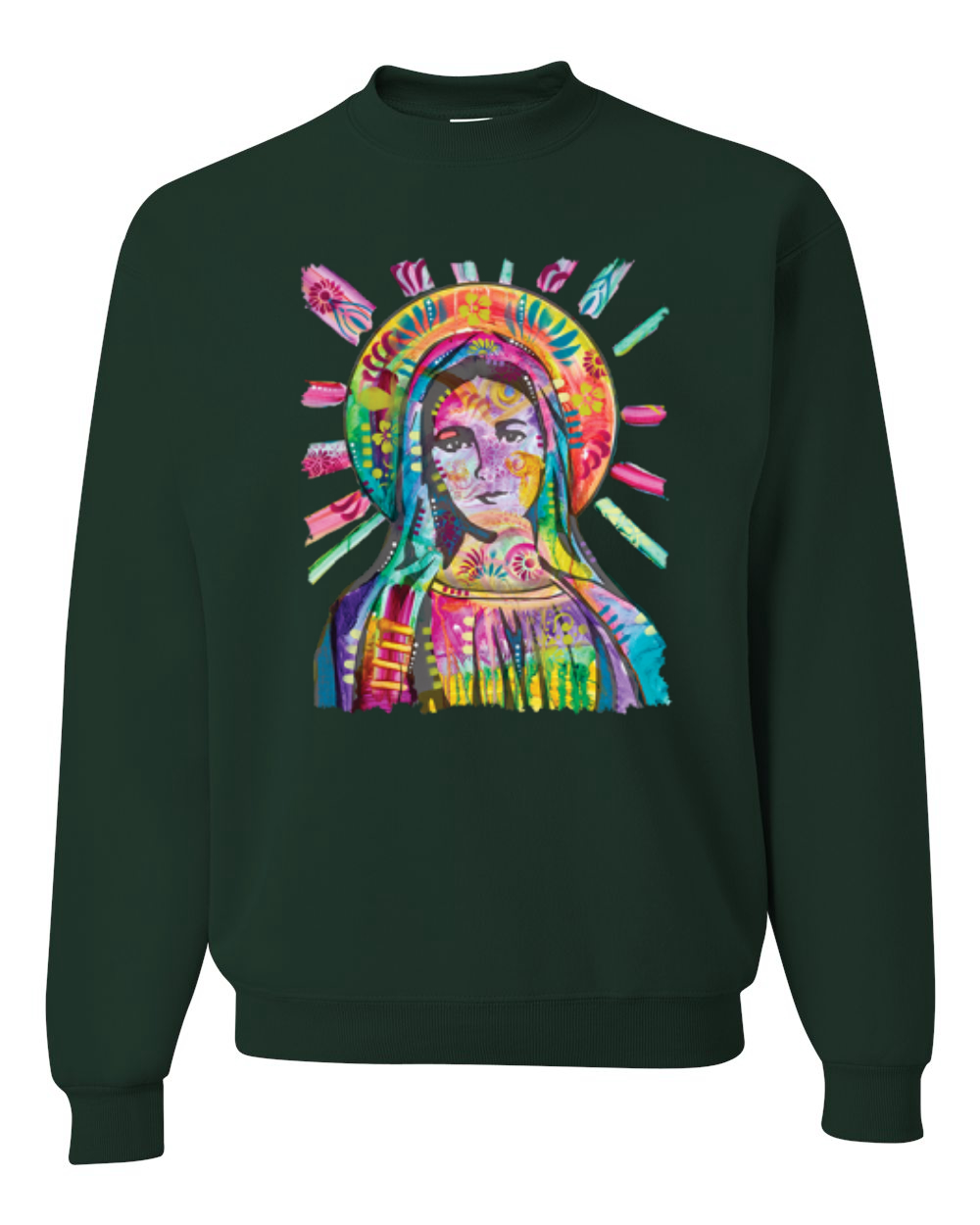 Sudadera Cuello Redondo Unisex Pintada Arco Iris Madre Mary Dean Russo Diseño - Imagen 4 de 11