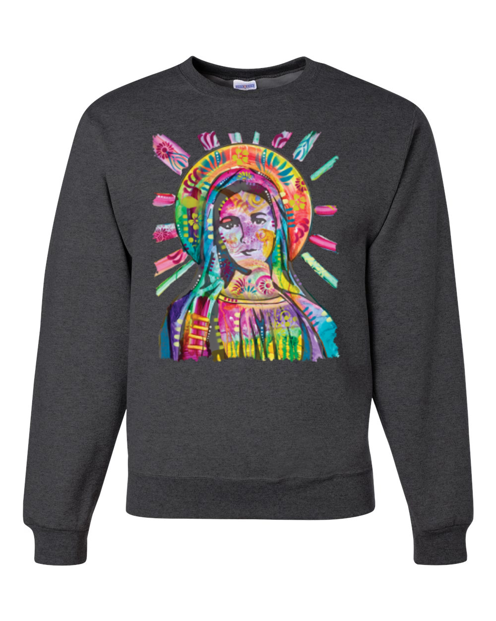 Sudadera Cuello Redondo Unisex Pintada Arco Iris Madre Mary Dean Russo Diseño - Imagen 5 de 11