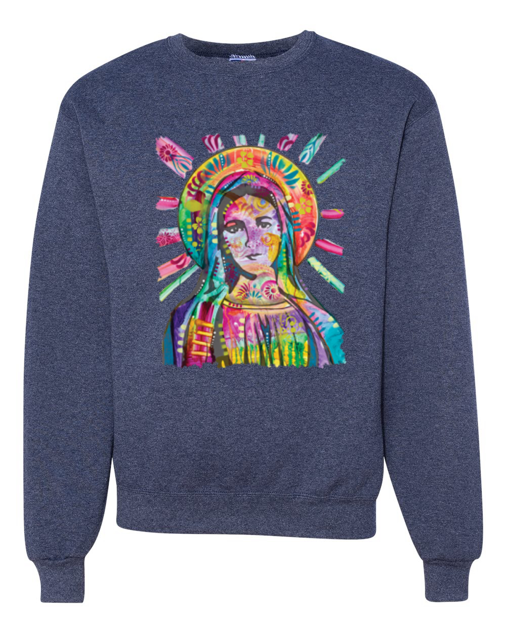 Sudadera Cuello Redondo Unisex Pintada Arco Iris Madre Mary Dean Russo Diseño - Imagen 10 de 11