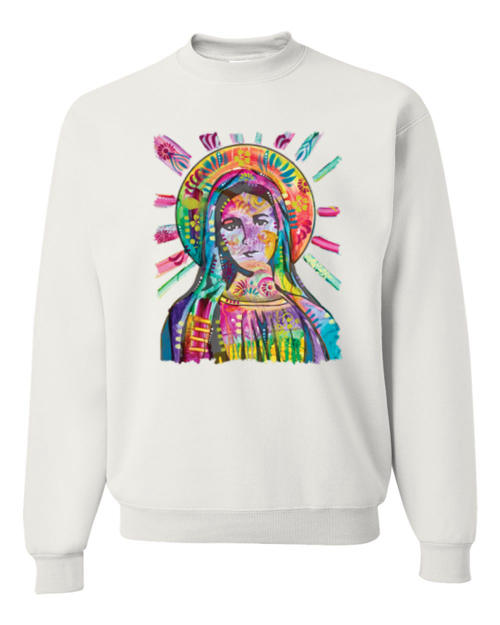 Sudadera Cuello Redondo Unisex Pintada Arco Iris Madre Mary Dean Russo Diseño - Imagen 11 de 11