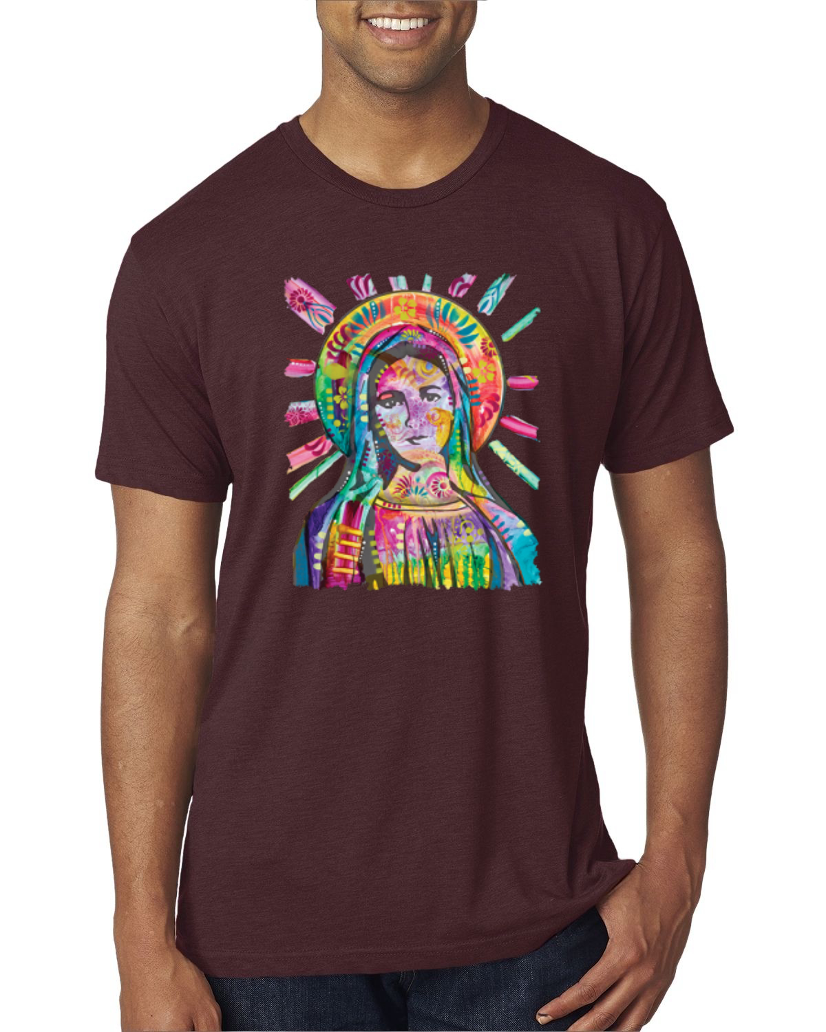 Camiseta Arco Iris Pintada Madre Mary Dean Russo Diseño Hombres Premium Tri Mezcla - Imagen 8 de 11