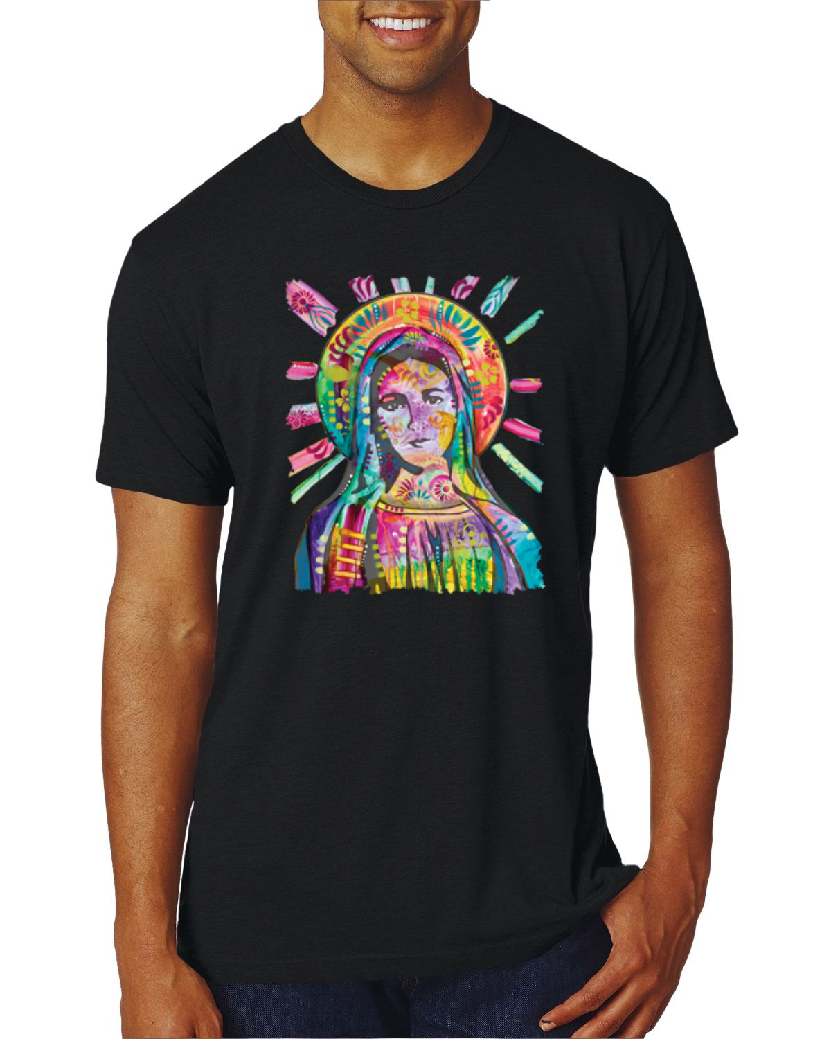 Camiseta Arco Iris Pintada Madre Mary Dean Russo Diseño Hombres Premium Tri Mezcla - Imagen 9 de 11