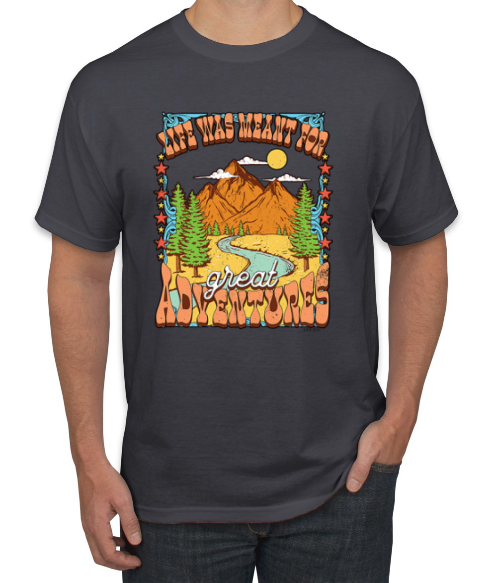 Camiseta Life Was Meant For Great Adventures Montañas Pinos Hombres - Imagen 4 de 15