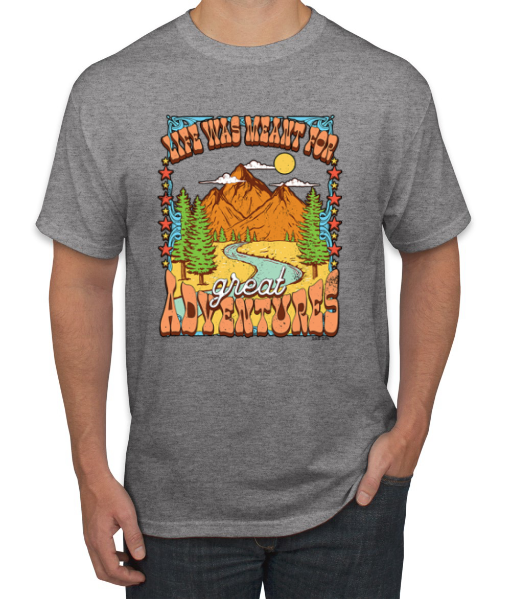 Camiseta Life Was Meant For Great Adventures Montañas Pinos Hombres - Imagen 6 de 15