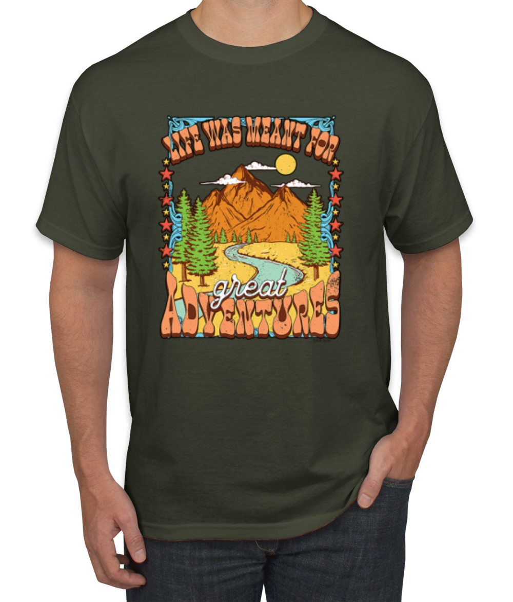 Camiseta Life Was Meant For Great Adventures Montañas Pinos Hombres - Imagen 14 de 15