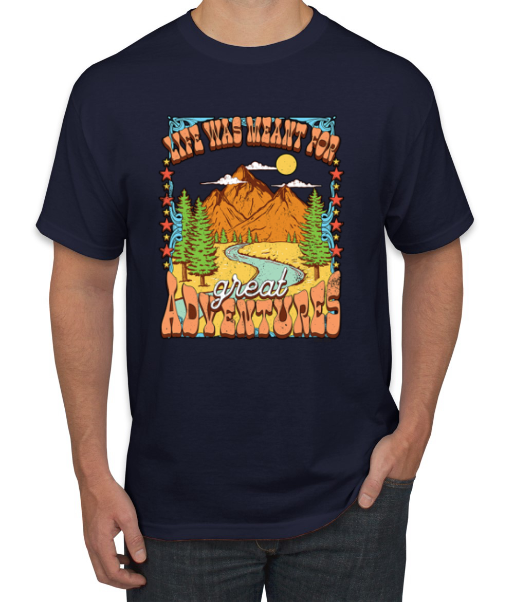 Camiseta Life Was Meant For Great Adventures Montañas Pinos Hombres - Imagen 7 de 15