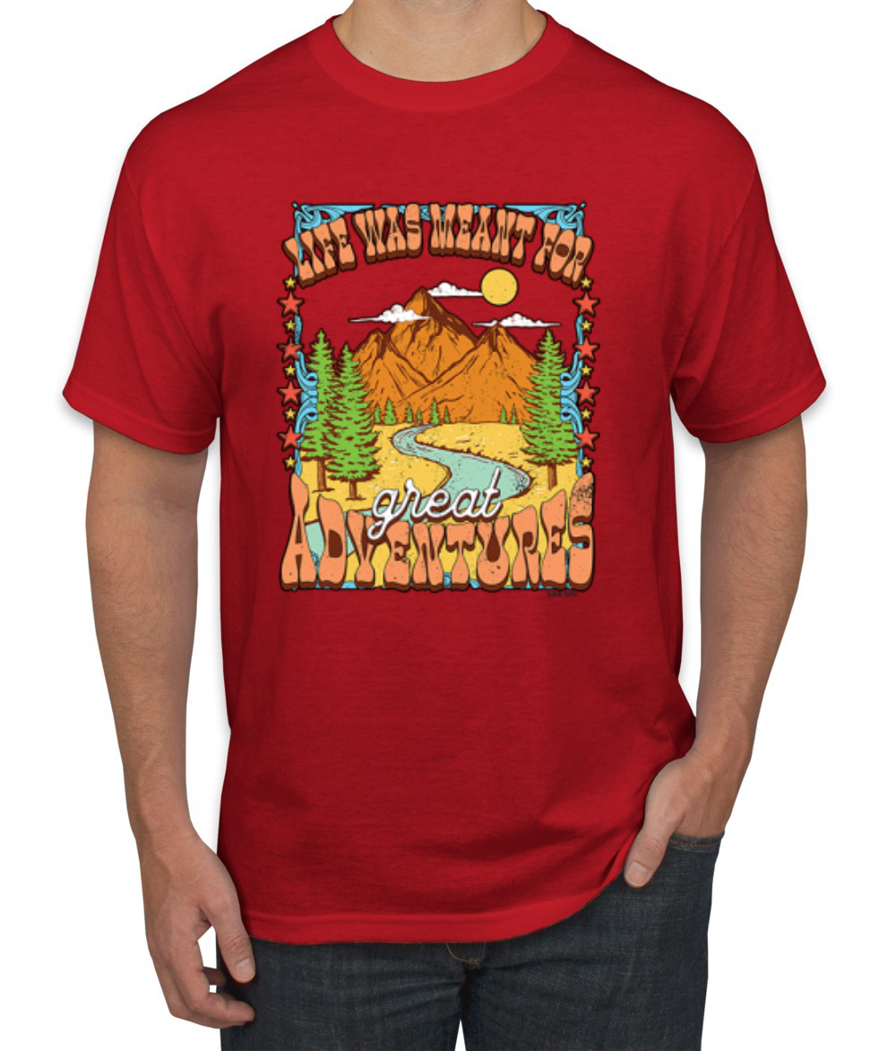 Camiseta Life Was Meant For Great Adventures Montañas Pinos Hombres - Imagen 8 de 15