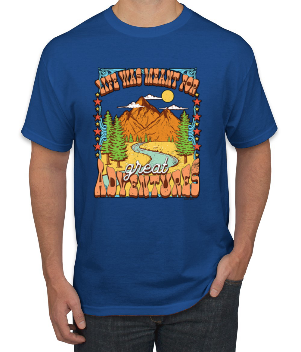 Camiseta Life Was Meant For Great Adventures Montañas Pinos Hombres - Imagen 9 de 15