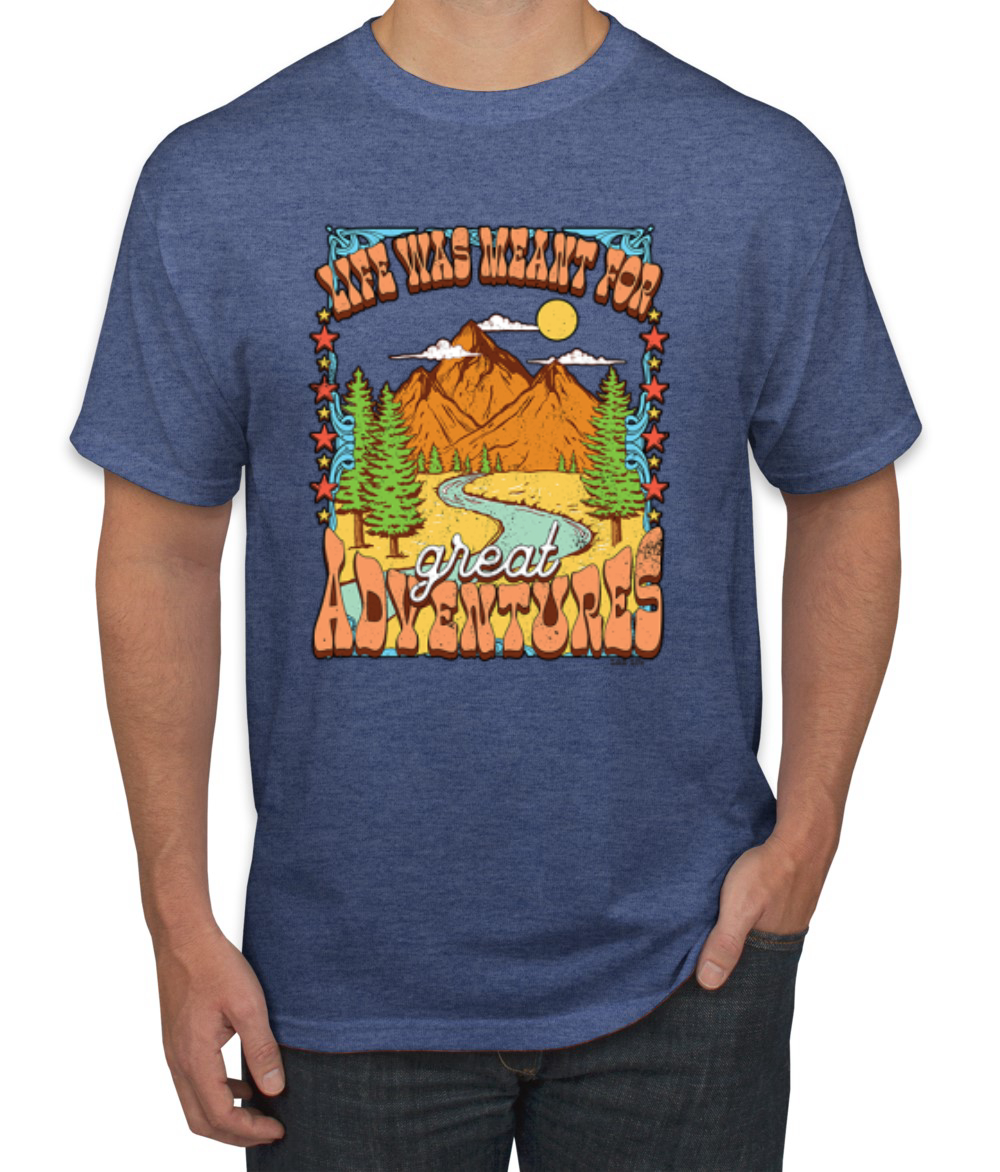 Camiseta Life Was Meant For Great Adventures Montañas Pinos Hombres - Imagen 10 de 15